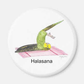 Parakeet Yoga, Plough Pose (with text) Magnet