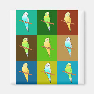 Parakeets and Earthy Tone Tiles Magnet