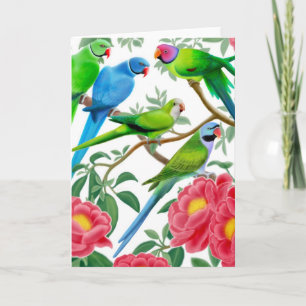 Parakeets and Peonies Card