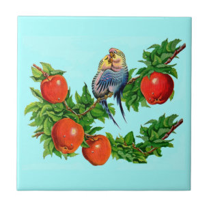 parakeets in love ceramic tile