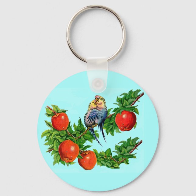 parakeets in love key ring (Front)