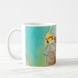 Parakeets In Love Light Blue Wraparound Coffee Mug