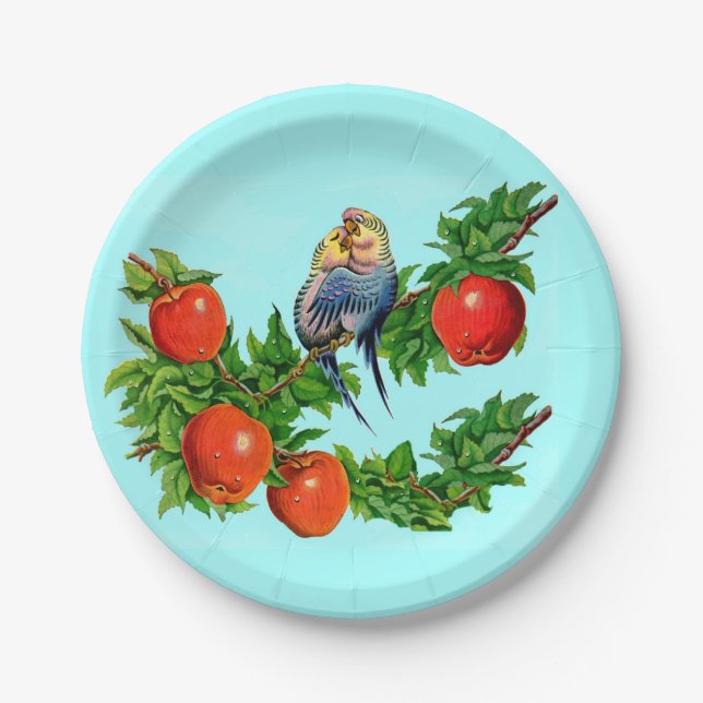 parakeets in love paper plate (Front)