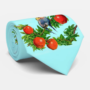 parakeets in love print tie