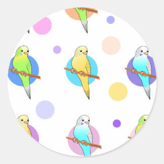 Parakeets & Polka Dots Pattern Classic Round Sticker