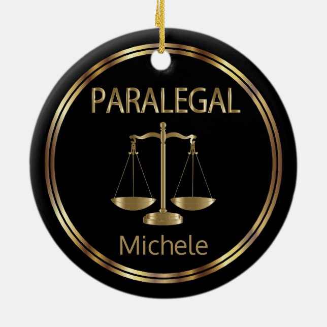 Paralegal ⚖ - Black and Gold Ceramic Ornament (Back)