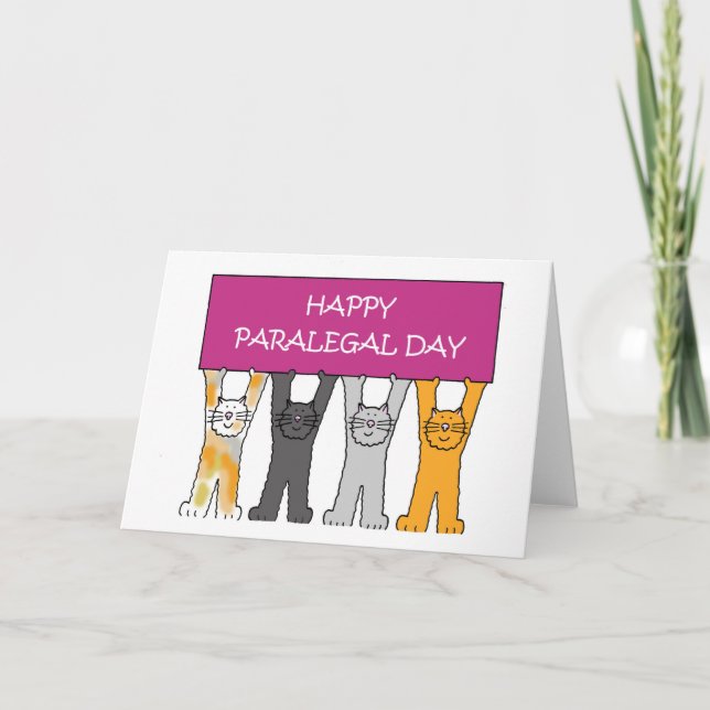 Paralegal Day Cartoon Cats Card (Front)