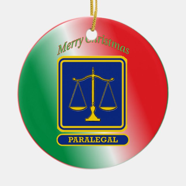 Paralegal Shield Ceramic Tree Decoration (Front)