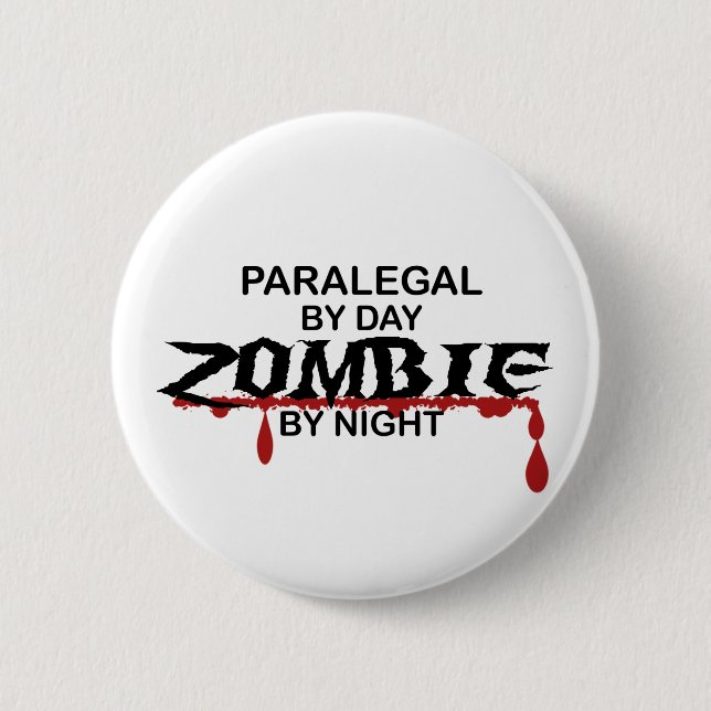 Paralegal Zombie 6 Cm Round Badge (Front)