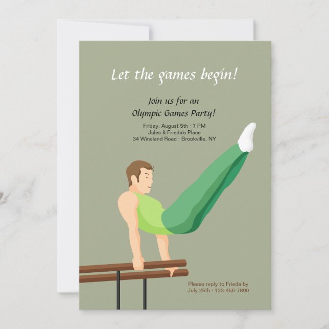 Parallel Bars Gymnast Invitation (Front)