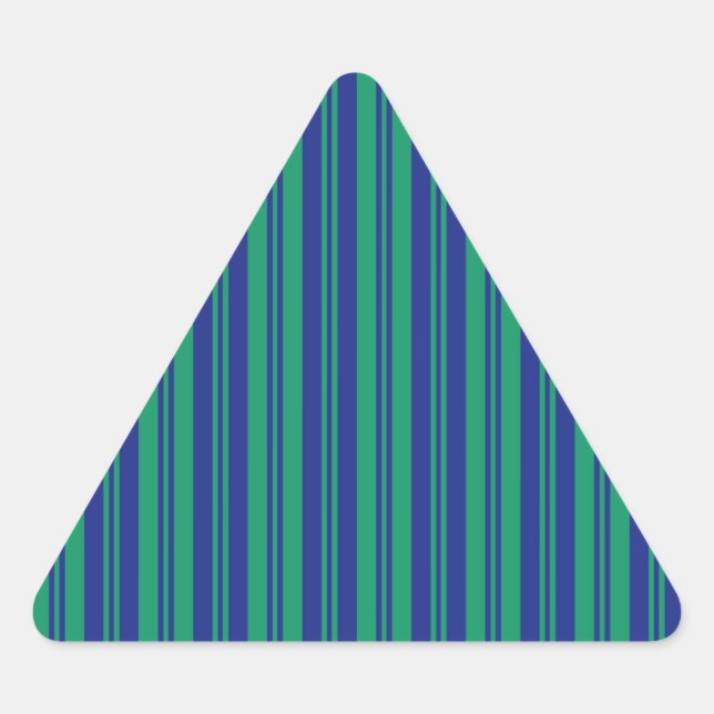 parallel lines abstract pattern green blue stripes triangle sticker (Front)