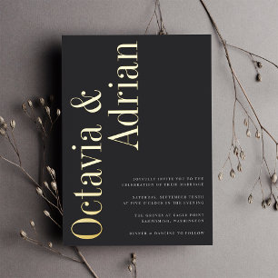 Parallel   Modern Black & Gold Typography Wedding