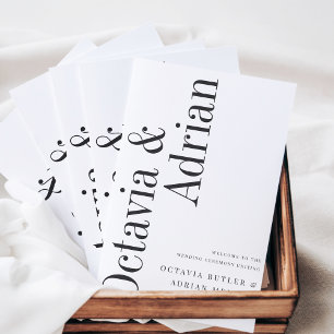 Parallel   Modern Black & White Wedding Program