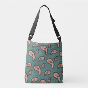 Paramecia Paisley Biology Science Teal Crossbody Bag