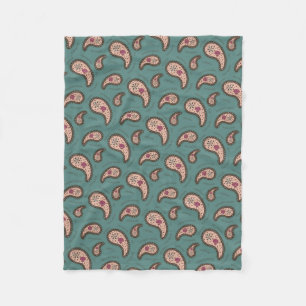 Paramecia Paisley Biology Science Teal Fleece Blanket