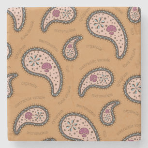 Paramecia Paisley Customisable Biology Latte Brown Stone Coaster