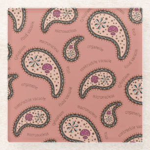 Paramecia Paisley Customisable Biology Mauve Glass Coaster