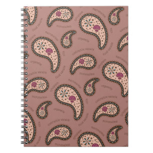 Paramecia Paisley Customisable Biology Mocha Brown Notebook