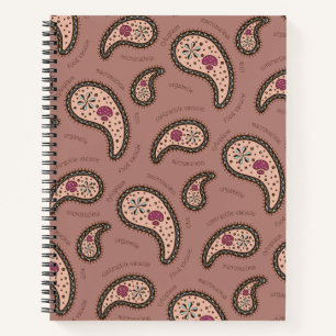 Paramecia Paisley Customisable Biology Mocha Brown Notebook