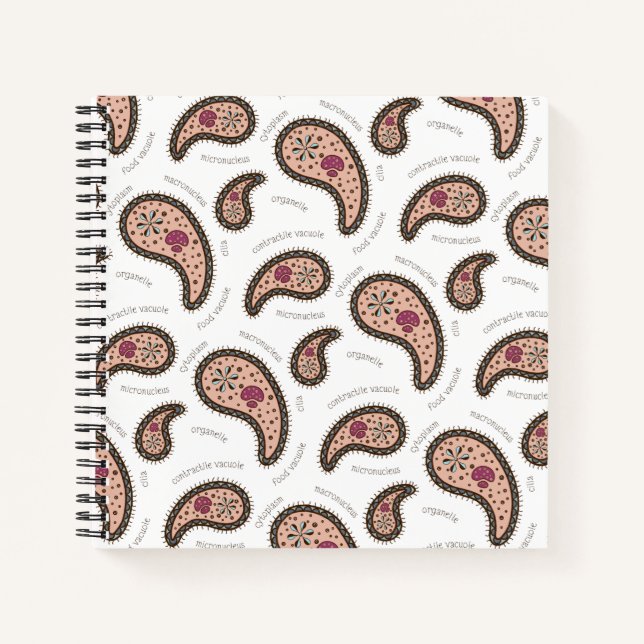 Paramecia Paisley Customisable Biology White Notebook (Front)