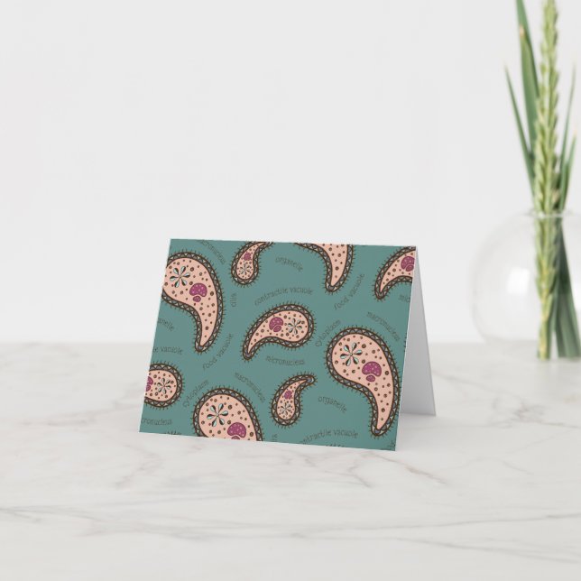 Paramecia Paisley Personalizable Biology Teal Thank You Card (Front)