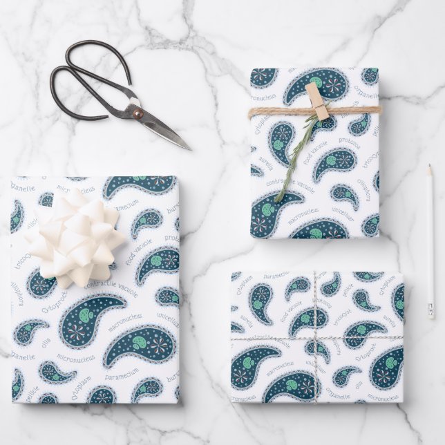 Paramecia Paisley Protozoan Biology Science Fun Wrapping Paper Sheet (Front)