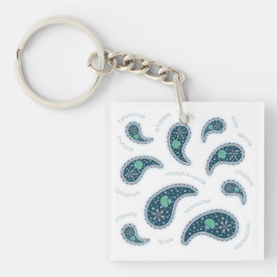 Paramecia Paisley Protozoan Biology Science Key Ring
