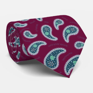 Paramecia Paisley Protozoan Biology Wine Red Tie