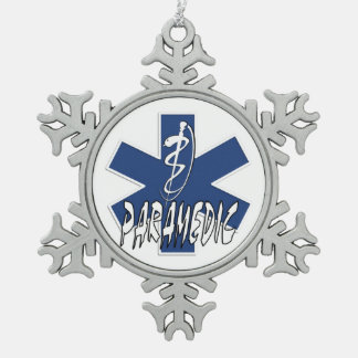 Paramedic Action Snowflake Pewter Christmas Ornament
