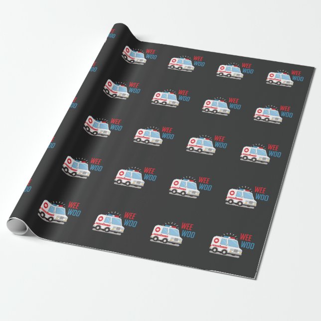 Paramedic Ambulance Car wee woo Hospital EMT Wrapping Paper (Unrolled)