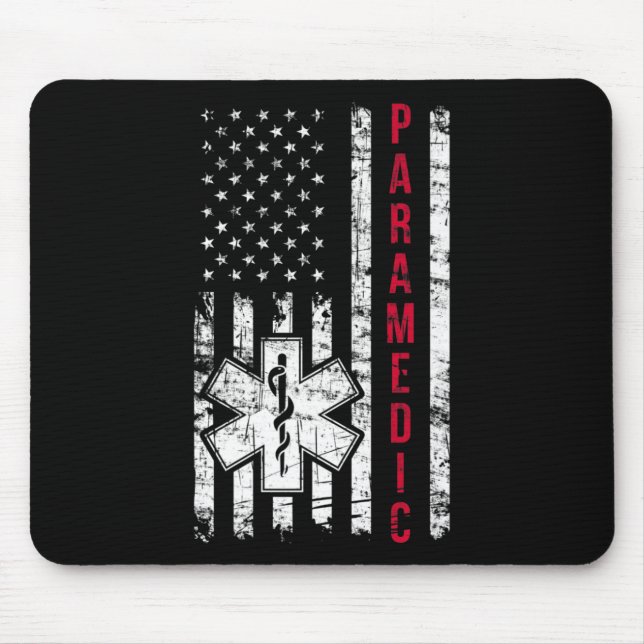 Paramedic American Flag Independence Day Emt Ems U Mouse Pad (Front)