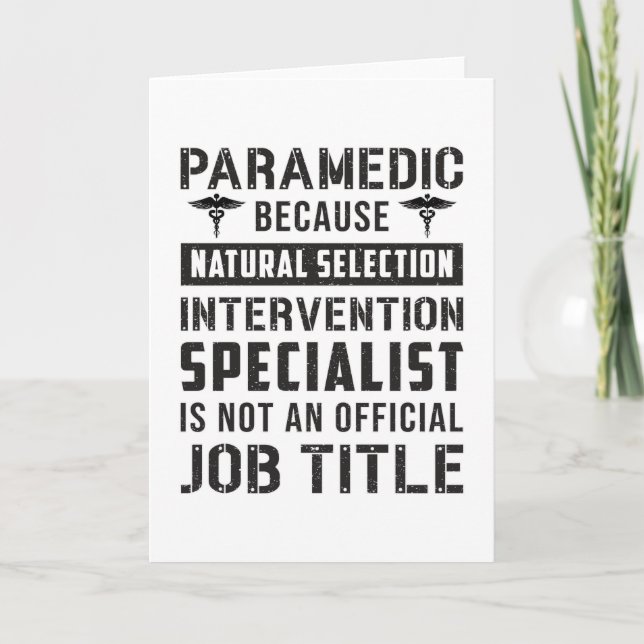 Paramedic Because Natural Selection Ambulance EMT Card (Front)