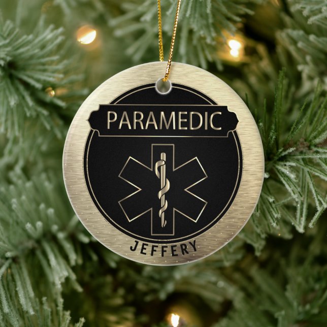Paramedic 🚑 - Black and Gold Ceramic Ornament (Tree)