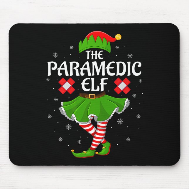 Paramedic Elf Christmas Family Girls Women Elf Squ Mouse Pad (Front)