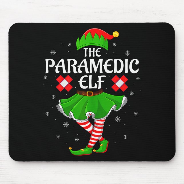 Paramedic Elf Christmas Family Girls Women Elf Squ Mouse Pad (Front)