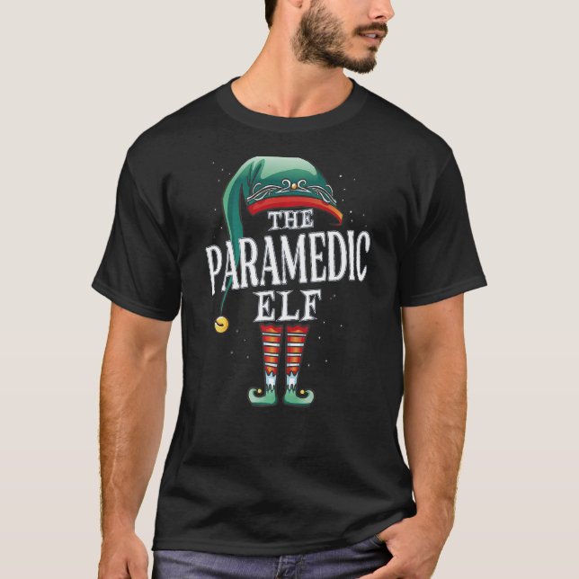 Paramedic Elf Christmas Group Xmas Pajama Party T-Shirt (Front)