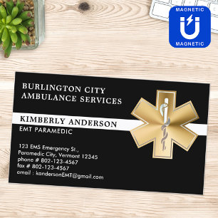 Paramedic EMS EMT Ambulance Emergency Medical Logo Magnetic Business Card