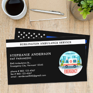 Paramedic EMT Custom Ambulance Service Logo Business Card