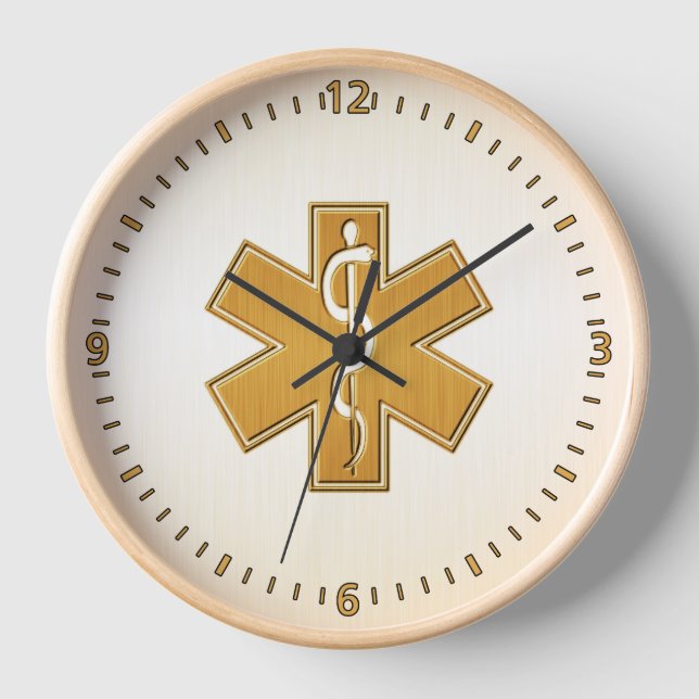Paramedic EMT EMS Gold Clock (Front)