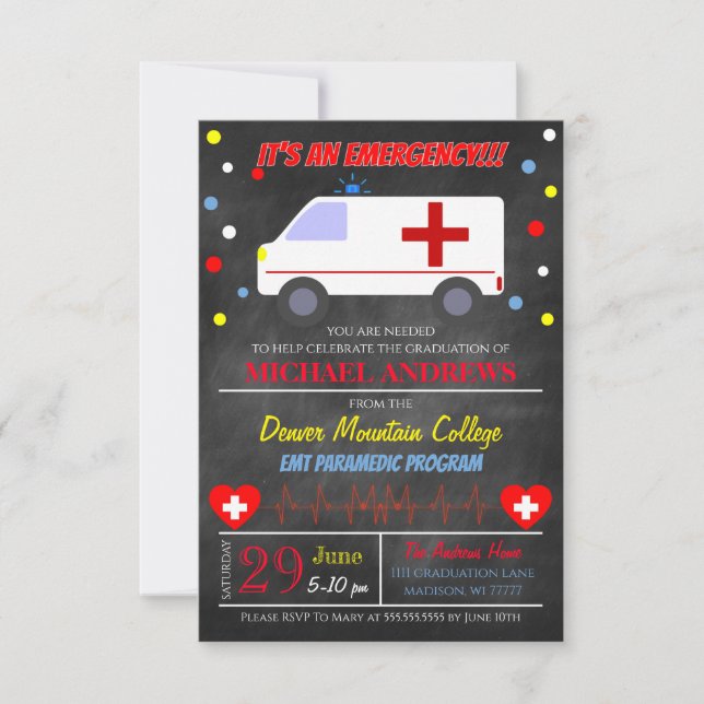 Paramedic EMT Graduation Invitation  (Front)