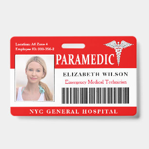 Paramedic   Hospital Medical Employee Photo ID Badge