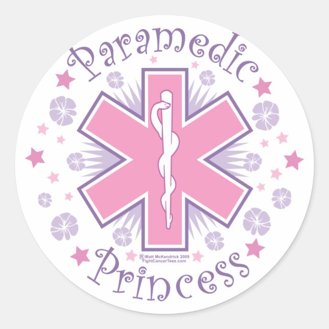Paramedic Princess Classic Round Sticker (Front)