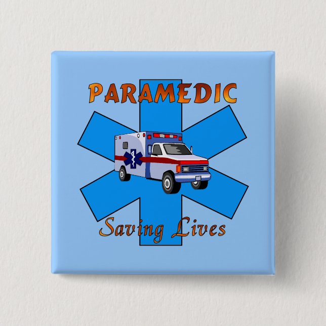 Paramedic Saving Lives 15 Cm Square Badge (Front)