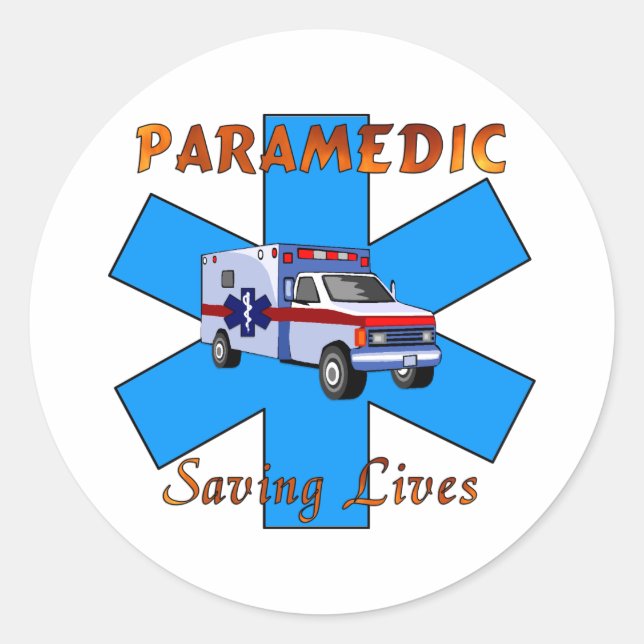 Paramedic Saving Lives Classic Round Sticker (Front)