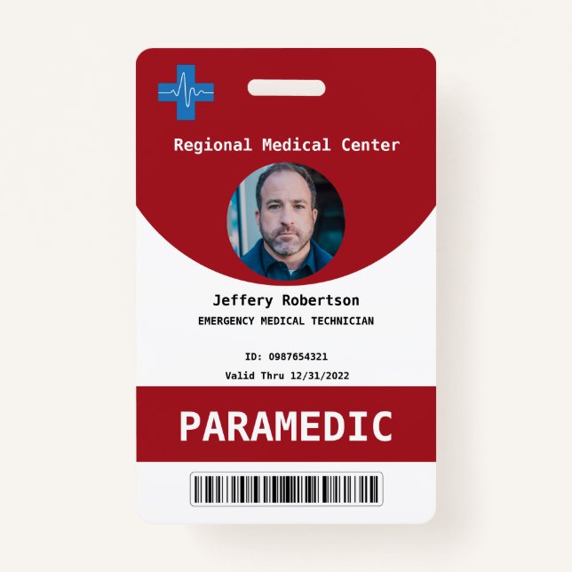 Paramedic Security ID  Badge ID Badge (Front)