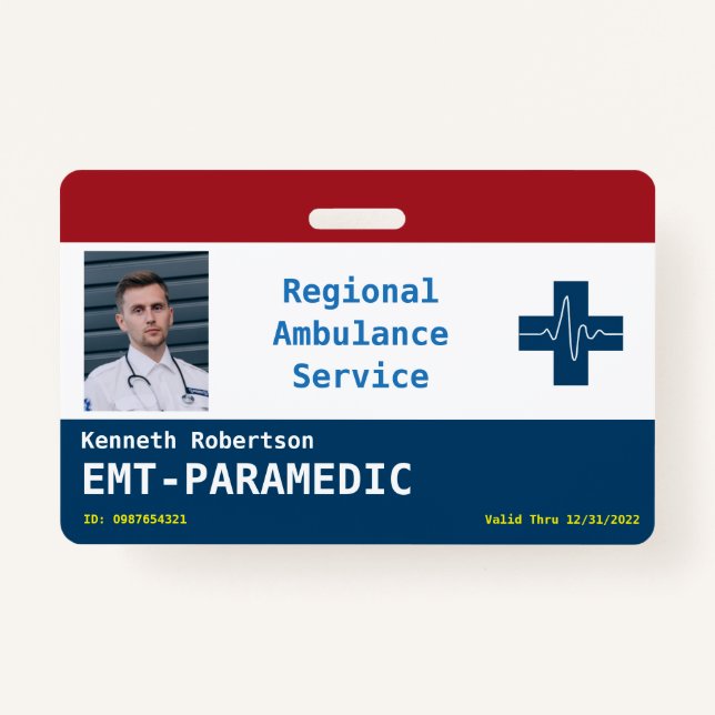 Paramedic Security ID  Badge ID Badge (Front)