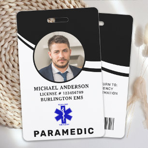 Paramedic Simple Logo Photo Professional ID Card ID Badge