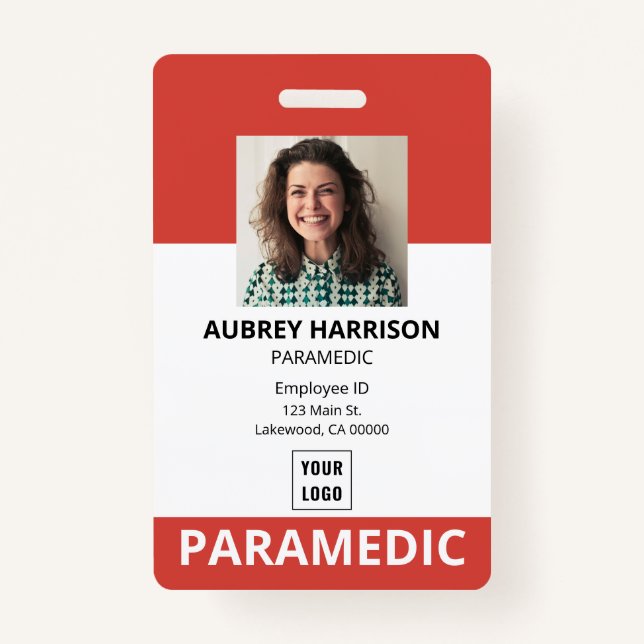 Paramedic Simple Photo ID ID Badge (Front)
