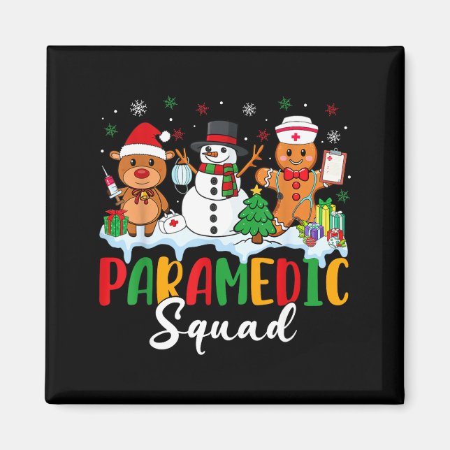 Paramedic Squad Reindeer Snowman Gingerbread Chris Magnet (Front)