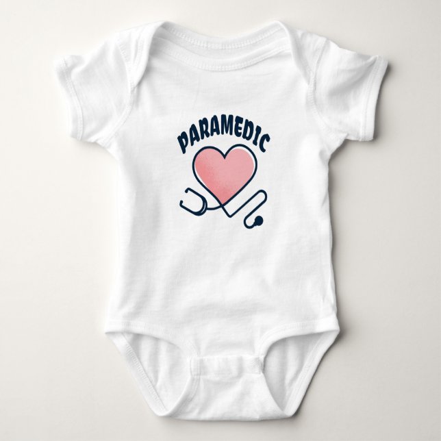 Paramedic Stethoscope with heart Baby Bodysuit (Front)